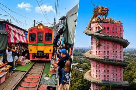 Private Tour: Damnoen Saduak Floating & Railway Market, Temples