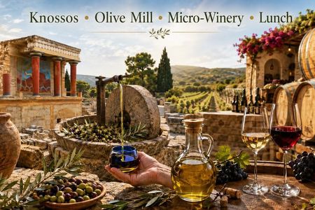 Small Group: Knossos, Olive Oil, Winery & Raki with Lunch