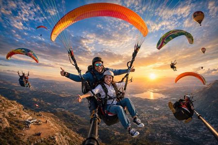Sunset Paragliding in Atlas Mountains Fly Above Agafay Desert