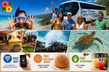 Oahu: Full-Day Circle Island Tour | Beach Stop, Free WiFi & Perks