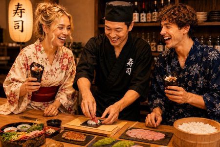 Tokyo: Sushi Making Class in Shibuya Hand Rolled with Master