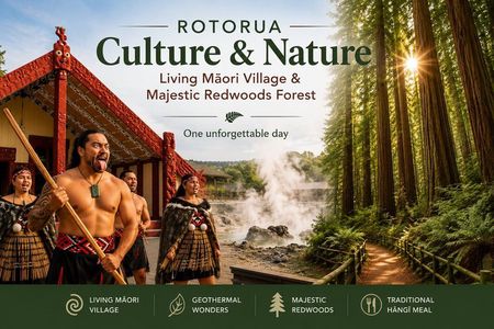 Auckland : Rotorua Maori Village w Redwoods, Haka and Hangi Lunch