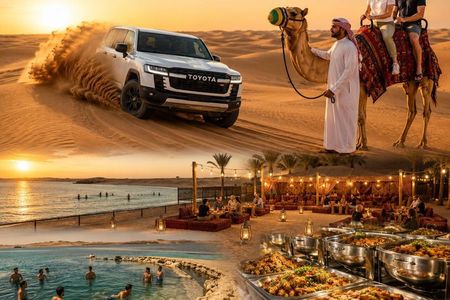 Full Day Desert Safari with Camp Access, Buffet Dinner,Camel Ride