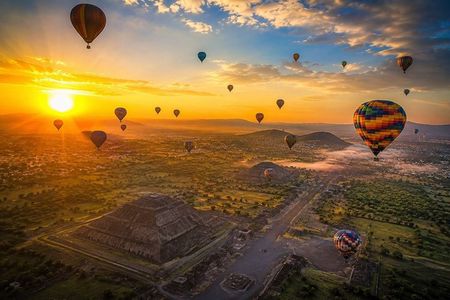 Flight in Globo Teotihuacan cave, transportation and tour