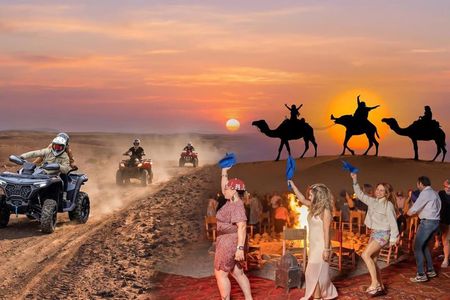 Marrakesh: Agafay Desert Sunset Quad Bike tour & Diner Show
