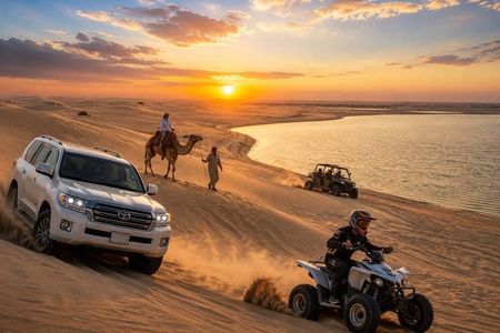 Doha: Inland Sea Desert Safari with Camel Ride & Dune Bashing