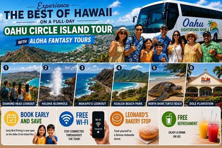 Oahu: Full-Day Circle Island Tour | Beach Stop, Free WiFi & Perks