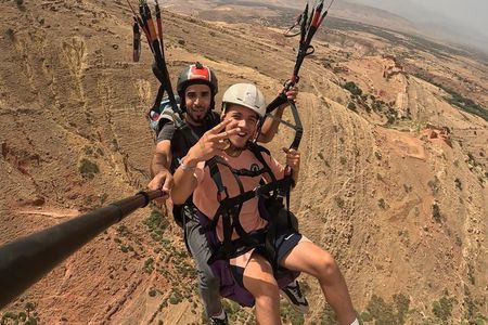 Tandem Paragliding Flight near Marrakech with Atlas Mountain View