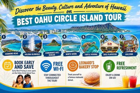 Circle Island Tour with Beach Stop, Leonard's Bakery & Free Wi-Fi