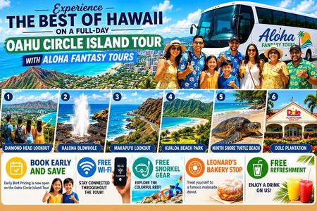 Oahu: Full-Day Circle Island Tour | Beach Stop, Free WiFi & Perks