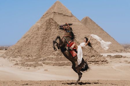 Giza Pyramids Professional Photoshoot with Camels & Rearing Horse