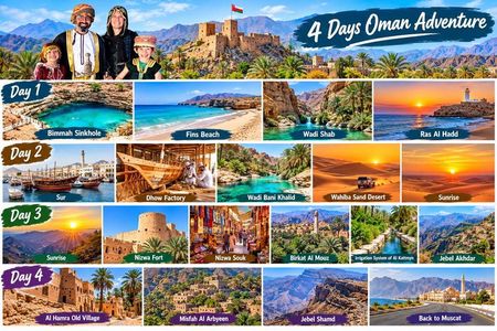 4 Days and 3 Nights Private Roundtrip Tours from Muscat