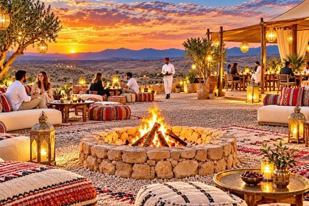 Agafay Desert Sunset Camel Ride, Moroccan Dinner & Fire Show