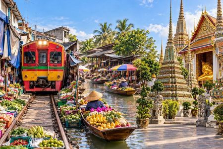 Railway Market, Floating Market & Bangkok Temples