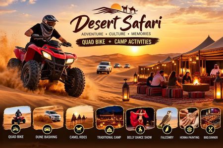 VIP Desert Safari Quad Bike 30 Minutes BBQ Dinner & Live Show
