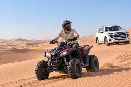 Morning Desert Safari with Quad Bike, Camel Ride & Sandboarding