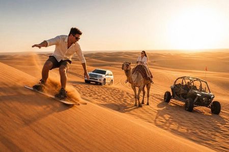 DOHA :Half Day Desert Safari Sandboarding Camel & Inland sea Tour