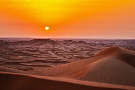 Sunset & sunrise Desert Safari with Sandboarding and Camel Ride