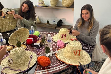 Personalized Straw Basket Embroidery Workshop & Tea Time in Fez