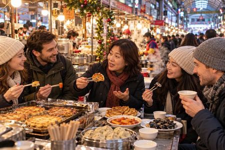 Seoul Christmas Holiday Gwangjang Market Street Food Walk