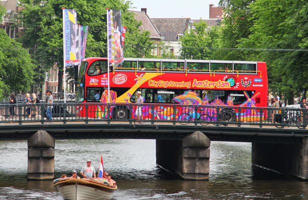 City Sightseeing hop-on hop-off bus tour of Amsterdam with optional canal cruise