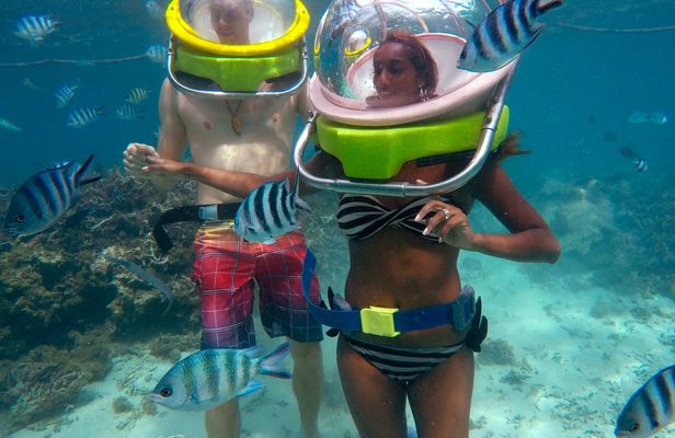 Walking under the sea in Mauritius