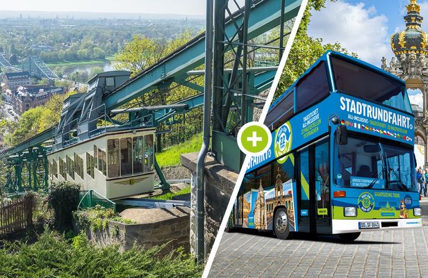 Panorama tour of Dresden with mountain railway and hop-on hop-off bus