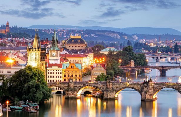 Panoramic views of Prague evening walking tour