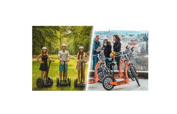 Prague 4-hour private tour on self-balancing scooter and e-bike or e-scooter with pickup