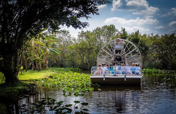 Everglades airboat ride with Biscayne Bay boat tour and transportation