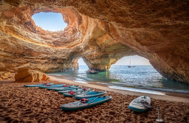 Benagil Caves stand-up paddleboard tour at sunset
