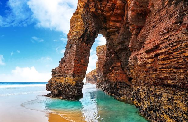 Excursion to Catedrais Beach, Pancha Island and Asturias from Santiago