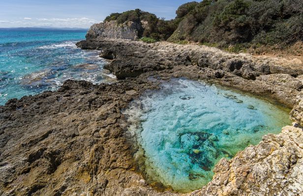 Full-day boat tour to southern Corsica from Cannigione with aperitif