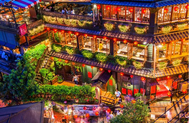 Jiufen night view, Shifen Waterfall and Raohe Market tour