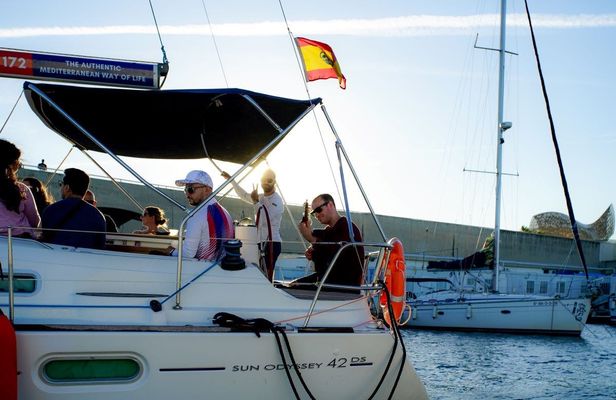 Barcelona sunset sailing experience with live Spanish guitar
