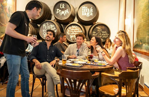 Malaga gastronomic tour with tapas, wine and rooftop access