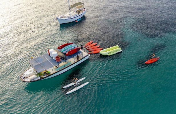 Boat Tour with Tapas, Open Bar and Water Sports in Ibiza
