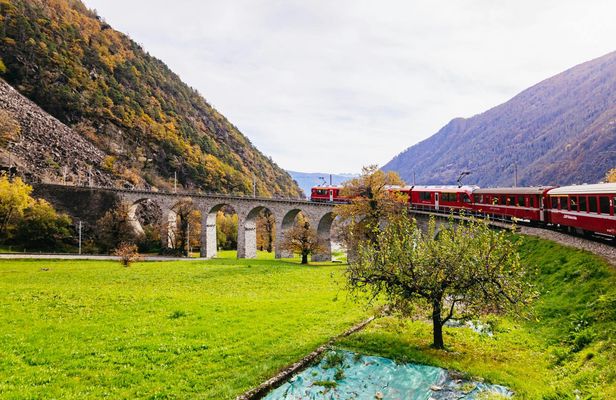 Bernina Red Train and St. Moritz Journey from Milan