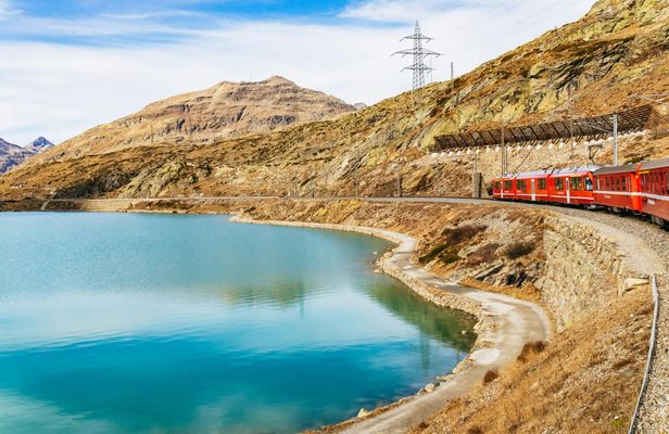 St. Moritz and Bernina Red Train from Milan with Lake Como Cruise