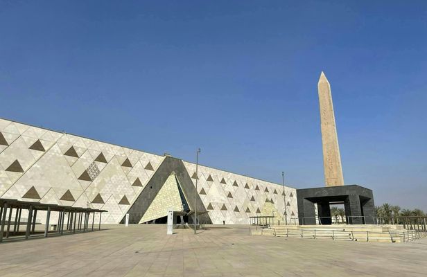 New Grand Egyptian Museum and Giza Pyramids from Sharm by Plane