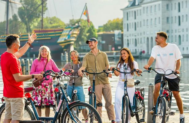 Guided bike tour through iconic Amsterdam locations