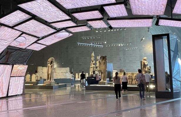 The New Grand Museum and Giza Pyramids with flights from Luxor