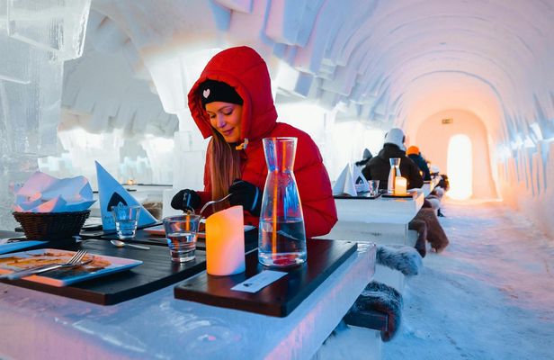 SnowHotel 3-course dinner in Rovaniemi with transfer