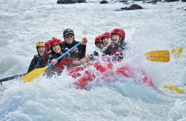 Sunwapta river's Class 3 rapids rafting