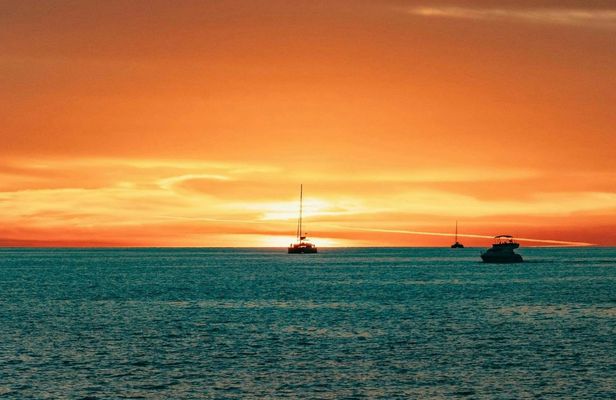 Private sailing catamaran cruise with meal in Santorini