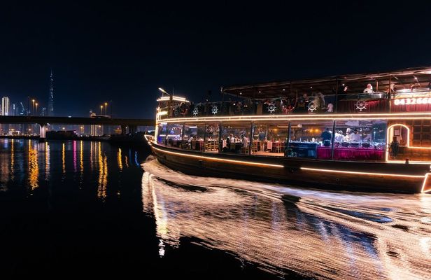 Dubai luxury canal dinner cruise with optional transfer and beverages