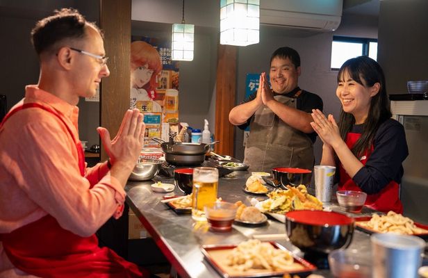 Kyoto udon and tempura cooking class with professional chefs