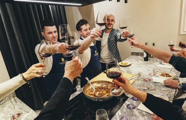 Pasta cooking class and wine tasting with sommelier