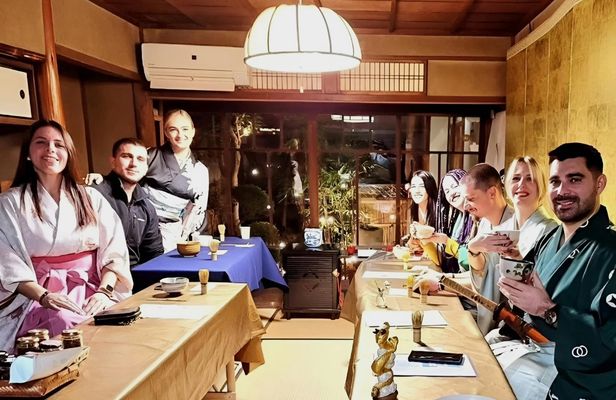 Kyoto tea and kimono ceremony in a traditional machiya townhouse