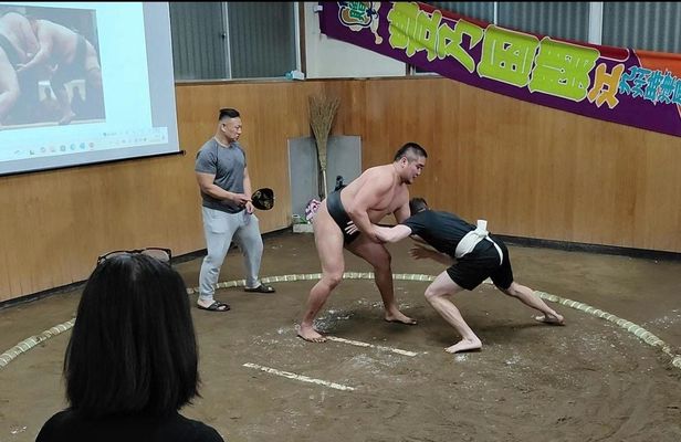 Interactive sumo wrestling experience with meal in Tokyo
